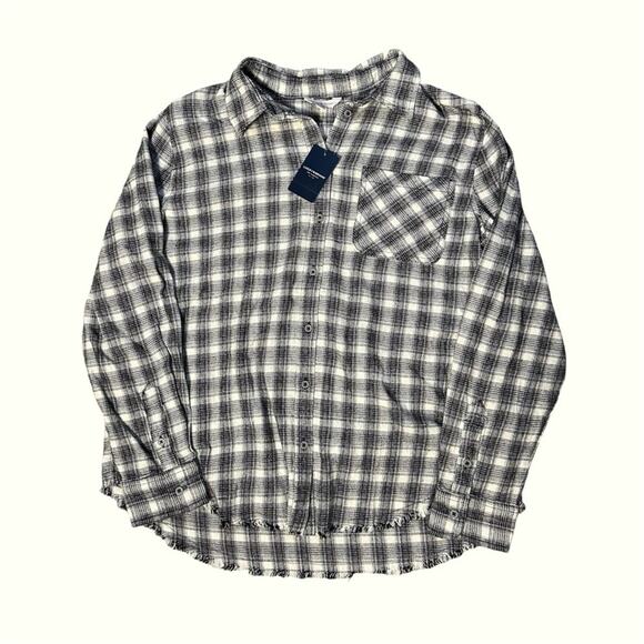 Lucky Brand Plaid Flannel Raw Hem Button Down Shirt NEW - Picture 1 of 6